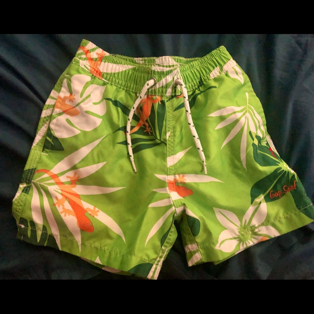 Gap Boys 2T Swimming Trunks, Embroidered, Lime